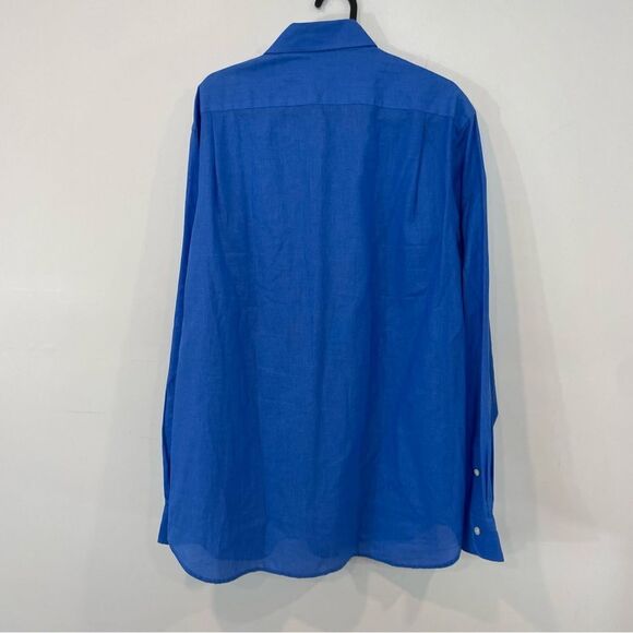 Polo Ralph Lauren Men's Crispy Cotton Solid Blue Shirt Cotton L - Picture 4 of 8